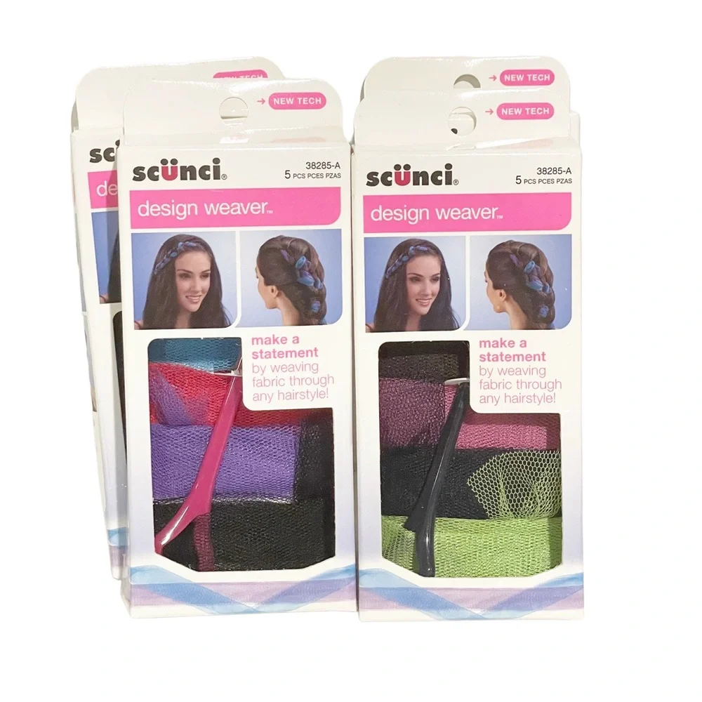 Scunci Design Weaver & Scarves-Color Weaving Fabric Through Hair Lot of‎ 4 NEW